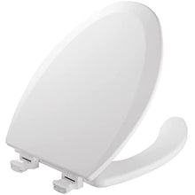 Load image into Gallery viewer, MAYFAIR 18440EC 000 Open Front Toilet Seat will Never Loosen and Easily Remove, ELONGATED, Durable Enameled Wood, White
