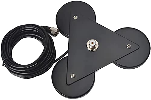HYS Heavy Duty Mobile Car/Truck SO-239 8.8inch Triangle Magnet Mount Base W/5M(16.4ft) RG58 Coaxial Cable PL-259 Plug