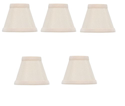 Upgradelights Beige Silk 5 Inch Clip On Chandelier Lamp Shade (Set of 5) 2.5x5x4.15