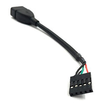 Load image into Gallery viewer, Duttek 5 pin USB Header to USB Dupont Cable, USB 2.0 Type A Female to Dupont 5 Pin Female Header Motherboard Cable Cord (AF/5Pin 0.1M)(2-Pack)
