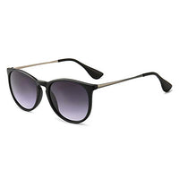 SUNGAIT Vintage Round Sunglasses for Women Classic Retro Designer Style (Black Frame (Matte Finish)/Grey Gradient Lens)