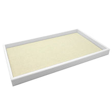 Load image into Gallery viewer, Regal Pak White Full Size 1&quot;H Stackable Plastic Tray With Beige Linen Pad 14-1/8&quot; X 7-5/8&quot; (Jewelry Not Included)
