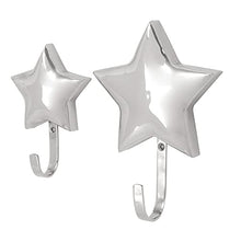 Load image into Gallery viewer, Deco 79 90883 Embossed Stainless Steel Star Wall Hooks, 6&quot; x 8&quot;, Silver

