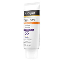 Load image into Gallery viewer, Neutrogena Clear Face Liquid Lotion Sunscreen for Acne-Prone Skin, Broad Spectrum SPF 55 with Helioplex Technology, Oil-Free, Fragrance-Free &amp; Non-Comedogenic, 3 Fl Ounce
