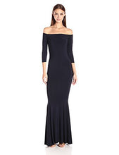 Load image into Gallery viewer, Norma Kamali womens Off Shoulder Fishtail Gown Raw Edge Dress, Midnight, Medium US
