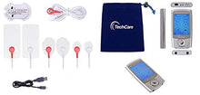 Load image into Gallery viewer, TechCare Pro TENS Unit 24 Modes Best Portable Massager Back Neck Stress Sciatic Pain, Handheld Full Body Palm Plus Digital Pulse Impulse Professional Micro Massager (Silver)
