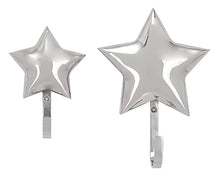 Load image into Gallery viewer, Deco 79 90883 Embossed Stainless Steel Star Wall Hooks, 6&quot; x 8&quot;, Silver
