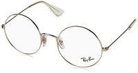 Ray-Ban RX6392 Metal Round Prescription Eyeglass Frames, Silver/Demo Lens, 53 mm