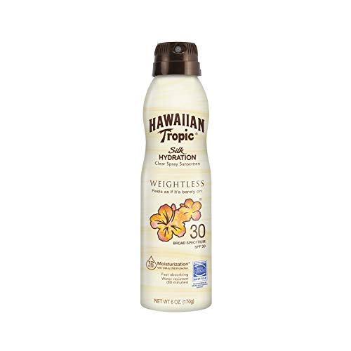 Hawaiian Tropic Clear Spray Sunscreen, Lightweight Broad Spectrum SPF 30, Silk Hydration, 6oz