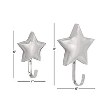 Load image into Gallery viewer, Deco 79 90883 Embossed Stainless Steel Star Wall Hooks, 6&quot; x 8&quot;, Silver
