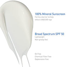 Load image into Gallery viewer, CeraVe 100% Mineral Sunscreen SPF 50 | Face Sunscreen with Zinc Oxide &amp; Titanium Dioxide for Sensitive Skin | 2.5 oz, 1 Pack (Packaging May Vary)
