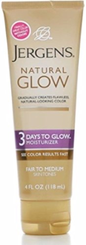 Jergens Natural Glow 3 Days to Glow Moisturizer, Fair to Medium 4 oz (Pack of 2)