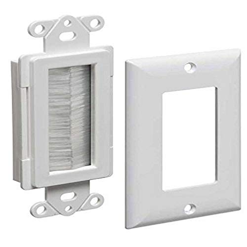 Arlington Industries CED135WP-1 Cable Entry Device with Brush-Style Opening and Wall Plate, 1-Gang, White, 1-Pack
