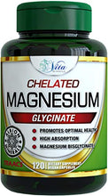 Load image into Gallery viewer, Chelated Magnesium Glycinate 200mg Supplement - Buffered Magnesium Chelate Ultra Bioavailable Albion TRAACS Non-GMO Vegan 120 Capsules
