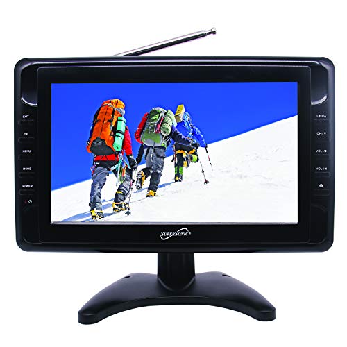 SuperSonic SC-2810 Portable LCD Digital AC/DC TV 10-Inch: Built-in USB and SD Card Reader | Handheld Television