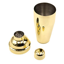 Load image into Gallery viewer, Homestia Gold Cocktail Shaker Set Bartender Kit Stainless Steel 24oz Martini Shaker, Muddle Spoon, Double Jigger, Fine Strainer, Ice Tong, 2 Liquor Pour Spout Barware Gift Set
