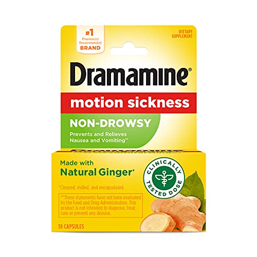 Dramamine Non-Drowsy Naturals with Natural Ginger, 18 Count