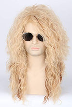 Load image into Gallery viewer, LeMarnia 80s Rock Wigs Golden Curly Mullet Wigs for Men and Women Fun Costume Party Wigs
