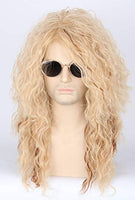 LeMarnia 80s Rock Wigs Golden Curly Mullet Wigs for Men and Women Fun Costume Party Wigs