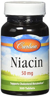 Carlson Labs Niacin 50mg Tablets, 300 Count