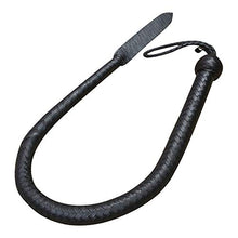 Load image into Gallery viewer, Ardour Crafts 3 Feet Long 16 Plait Genuine Leather Bull Whip Heavy Duty Bullwhip Black
