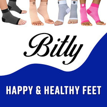 Load image into Gallery viewer, Bitly Plantar Fasciitis Compression Socks for Women &amp; Men - Best Ankle Compression Sleeve, Nano Brace for Everyday Use - Provides Arch Support &amp; Heel Pain Relief (White, Medium)
