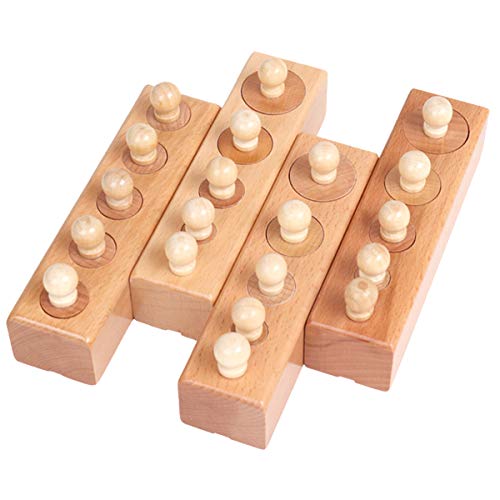 Thoth Montessori Knobbed Cylinder Socket Montessori Materials Wooden Cylinders Ladder Blocks Educational Wooden Toy Montessori Education Toy Family Version
