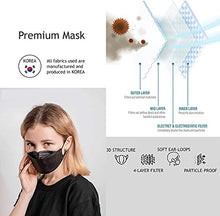 Load image into Gallery viewer, (Pack of 20) Korea Black Disposable Face Protective Masks for Adult, 20 Individually Packaged, 4-Layers Mask (Black) with SoltreeBundle Oil Blotting Paper 50pcs
