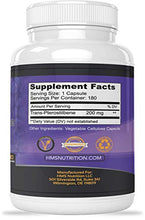 Load image into Gallery viewer, HMS Nutrition Potent Trans-Pterostilbene - 200mg, 180 Vegan Capsules - Anti-Aging, Anti-Inflammatory, Antioxidant Supplement - Gluten, Soy &amp; Dairy Free

