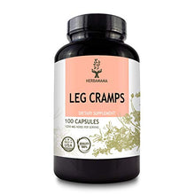 Load image into Gallery viewer, HERBAMAMA Leg Cramps Capsules - Natural Supplement with Magnesium, Turmeric, Black Cohosh, Ginger &amp; Chamomile to Support Blood Flow, Muscle, Joint, Nerve Function - Non-GMO Formula - 1200mg, 100 Caps
