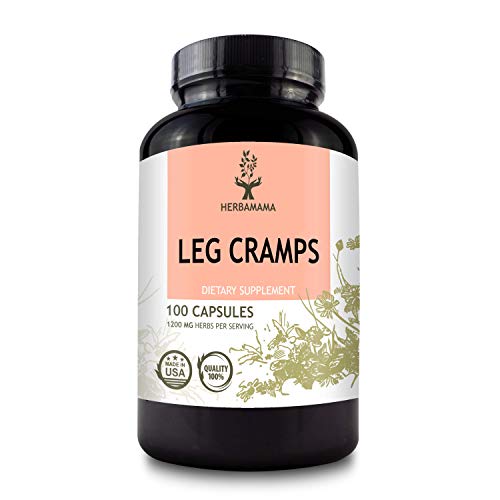 HERBAMAMA Leg Cramps Capsules - Natural Supplement with Magnesium, Turmeric, Black Cohosh, Ginger & Chamomile to Support Blood Flow, Muscle, Joint, Nerve Function - Non-GMO Formula - 1200mg, 100 Caps
