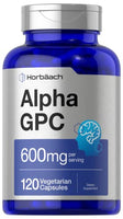 Alpha GPC 600mg | 120 Capsules | Vegetarian, Non-GMO & Gluten Free Choline Supplement | Supports Healthy Memory, Focus and Clarity | by Horbaach