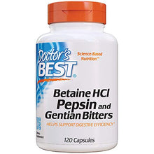 Load image into Gallery viewer, Doctor&#39;s Best Betaine HCI Pepsin &amp; Gentian Bitters, Digestive Enzymes for Protein Breakdown &amp; Absorption, Non-GMO, Gluten Free, 120 Caps, Original Version (DRB-00163)
