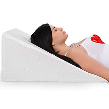 Load image into Gallery viewer, Bed Wedge Pillow With Memory Foam Top - Ideal For Comfortable and Restful Sleeping - Alleviates Neck and Back Pain, Acid Reflux, Snoring, Heartburn, Allergies - Versatile - Removable, Washable Cover
