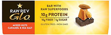 Load image into Gallery viewer, Raw Rev Glo Vegan Protein Bars, Mixed Nuts, Caramel and Sea Salt, 1.6 Ounce (Pack of 12)
