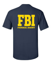 Load image into Gallery viewer, All Things Apparel FBI Federal Bureau of Investigation Front &amp; Back Men&#39;s T-Shirt- Med Navy (ATA241)
