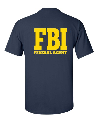 All Things Apparel FBI Federal Bureau of Investigation Front & Back Men's T-Shirt- Med Navy (ATA241)