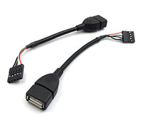 Duttek 5 pin USB Header to USB Dupont Cable, USB 2.0 Type A Female to Dupont 5 Pin Female Header Motherboard Cable Cord (AF/5Pin 0.1M)(2-Pack)