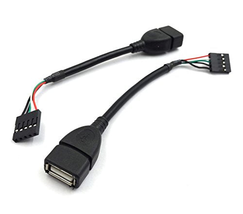 Duttek 5 pin USB Header to USB Dupont Cable, USB 2.0 Type A Female to Dupont 5 Pin Female Header Motherboard Cable Cord (AF/5Pin 0.1M)(2-Pack)
