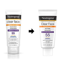 Load image into Gallery viewer, Neutrogena Clear Face Liquid Lotion Sunscreen for Acne-Prone Skin, Broad Spectrum SPF 55 with Helioplex Technology, Oil-Free, Fragrance-Free &amp; Non-Comedogenic, 3 Fl Ounce
