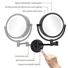 Load image into Gallery viewer, GURUN Wall Mounted Hardwired Makeup Mirror with 3 Tones LED Lights 10x Magnifying Mirror for Bathroom Bedroom 13&quot; Extendable Arm Direct Wire Black Finish M1809DB(10x,Black)
