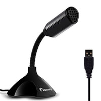eBerry Mini Desktop Microphone USB Desktop Microphone Ideal for Chatting, Gaming, Recording, Plug and Play Home Studio Condenser Microphone with Adjustable Stand Compatible PC Laptop and Mac, Black