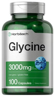 Glycine 3000 mg 100 Capsules | Non-GMO, Gluten Free Glycine Supplement | by Horbaach
