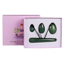 Load image into Gallery viewer, Natural Jade Stone Egg Yoni Eggs 3 Pcs Drilled Jade Eggs + 1 Pcs Massage Stick for Kegel Exercise Massage Stones for Women to Train Pelvic Muscles Kegel Exercise
