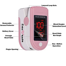 Load image into Gallery viewer, Zacurate Pro Series 500DL Fingertip Pulse Oximeter Blood Oxygen Saturation Monitor with silicon cover, batteries and lanyard (Blushing Pink)
