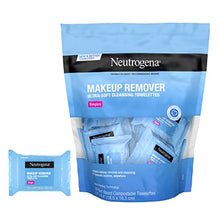 Load image into Gallery viewer, Neutrogena Makeup Remover Facial Cleansing Towelette Singles, Daily Face Wipes Remove Dirt, Oil, Makeup &amp; Waterproof Mascara, Gentle, Individually Wrapped, 100% Plant-Based Fibers, 20 ct
