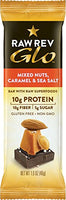 Raw Rev Glo Vegan Protein Bars, Mixed Nuts, Caramel and Sea Salt, 1.6 Ounce (Pack of 12)