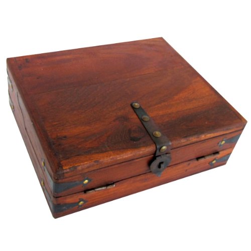 Treasure Gurus Antique Style Wood Folding Travel Writing Lap Desk