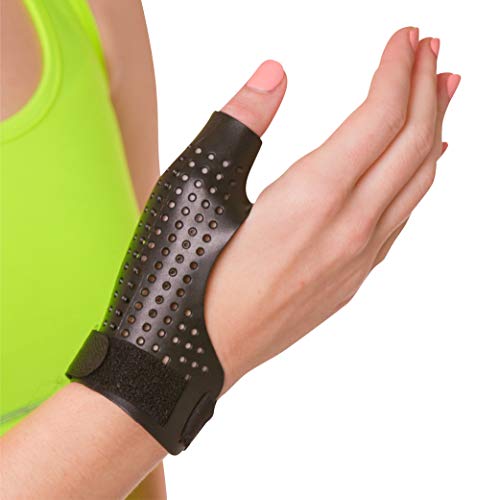 BraceAbility Hard Plastic Thumb Splint | Arthritis Treatment Brace to Immobilize & Stabilize CMC, Tendonitis Pain, Sprains (Medium - Right Hand)