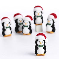 Factory Direct Craft Package of 12 Flocked Miniature Penguins in Santa Hats for Embellishing, Crafting, and Decorating